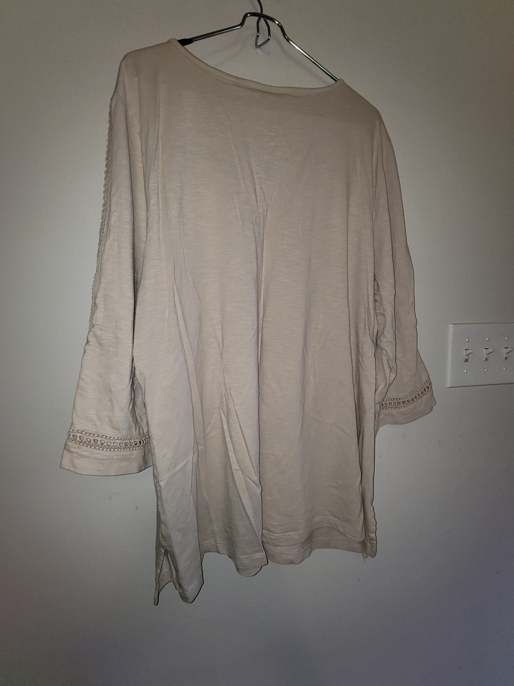 JM Collection Cream Crochet-Trim V-Neck Tunic - Picture 5 of 5